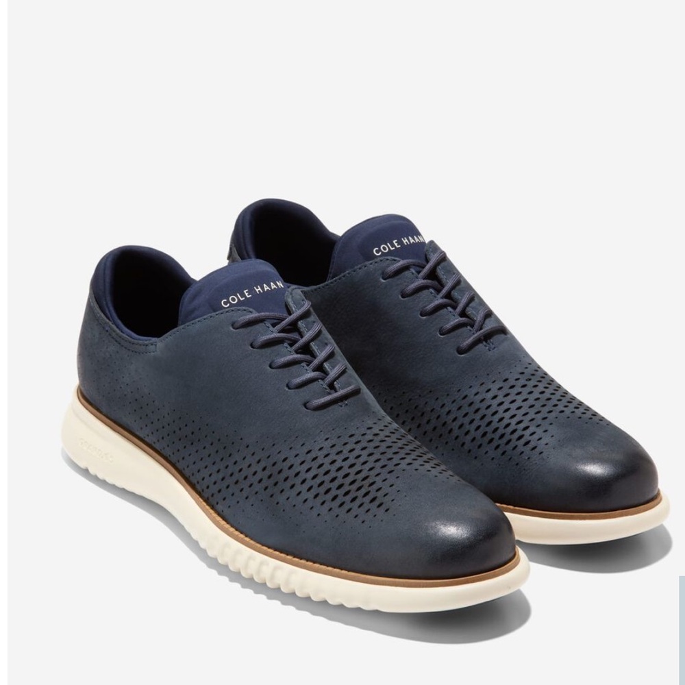 Cole Haan Men's 2.ZEROGRAND Laser
Wingtip Oxfords Shoes Leather Navy Size 10.5